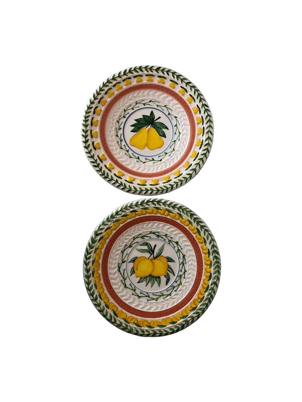 Set of TWO Strata Group 'Fresh N' Fruity' vintage hand-painted salad plateS 9"